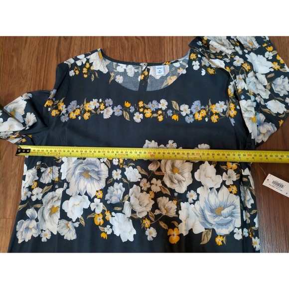 ☆ NWT Old Navy 3/4 Bell Sleeve Floral Shift Dress Size Medium Gray Multicolor - Picture 9 of 14